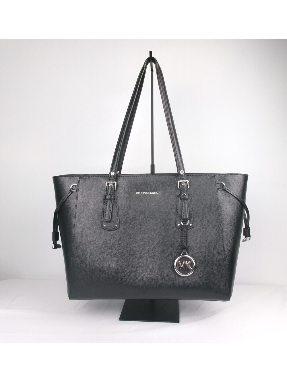 Michael Kors Jet Set Travel Large Multifunction Tote Black MK Charm Purse